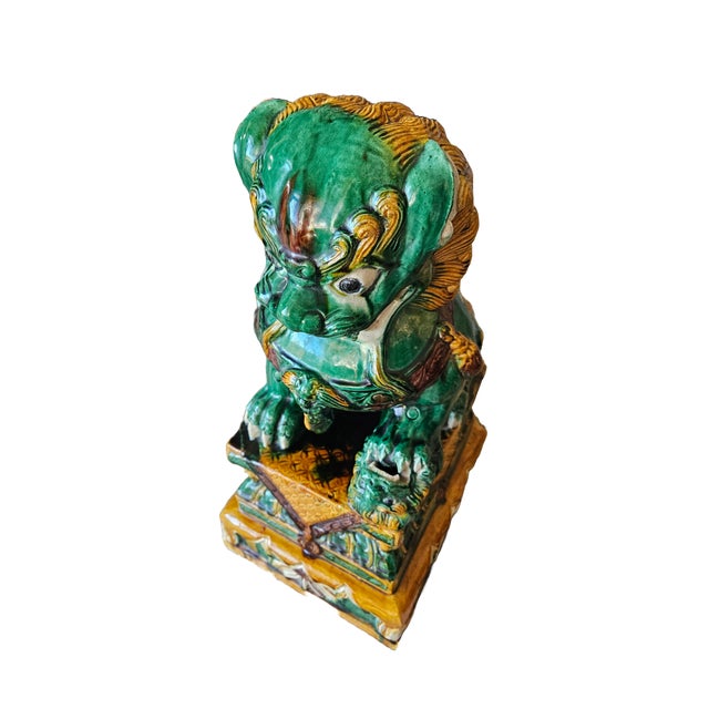 Gemstone Early 20th Century Chinese Sancai-Glazed Foo Dog For Sale - Image 7 of 12