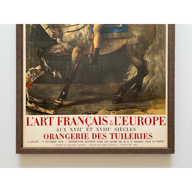 French Provincial Jacques Louis David Vintage 1958 Neoclassical Mourlot Lithograph Print Framed Paris Exhibition Poster " Equestrian Portrait " 1781 For Sale - Image 3 of 14