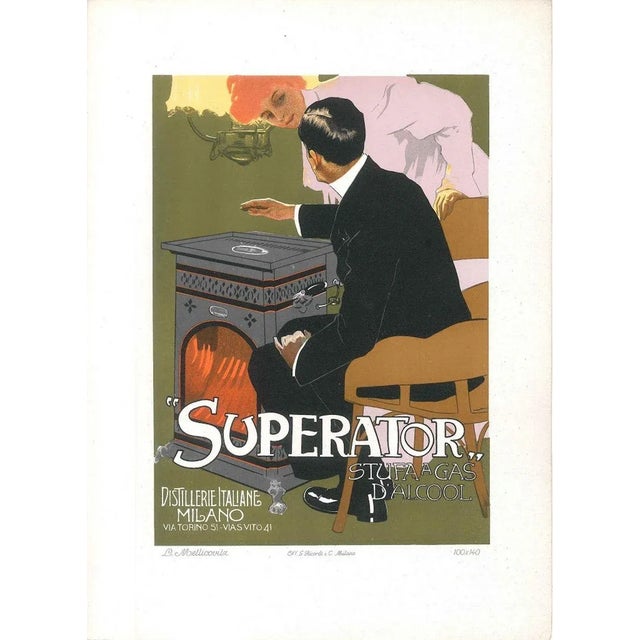 Image dimensions: 26x18.8 cm. Superator is an amazing colored lithograph on cardboard, realized by the italian artist and...