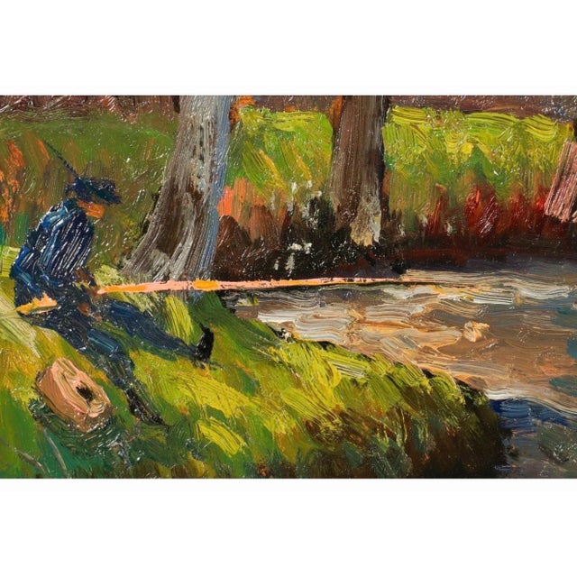 Albert Malet, French Post Impressionist Oil Painting Albert Malet Landscape With Man Fishing For Sale - Image 9 of 11
