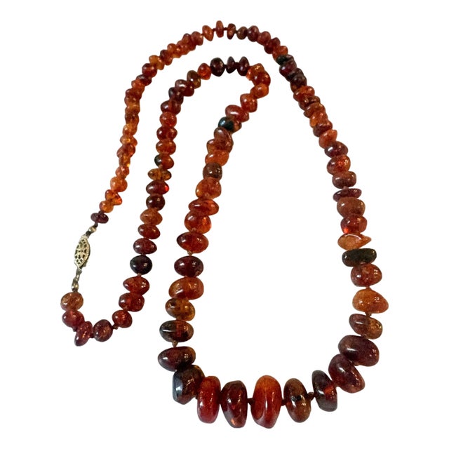Vintage Baltic Amber Hand Knotted Beaded Necklace For Sale