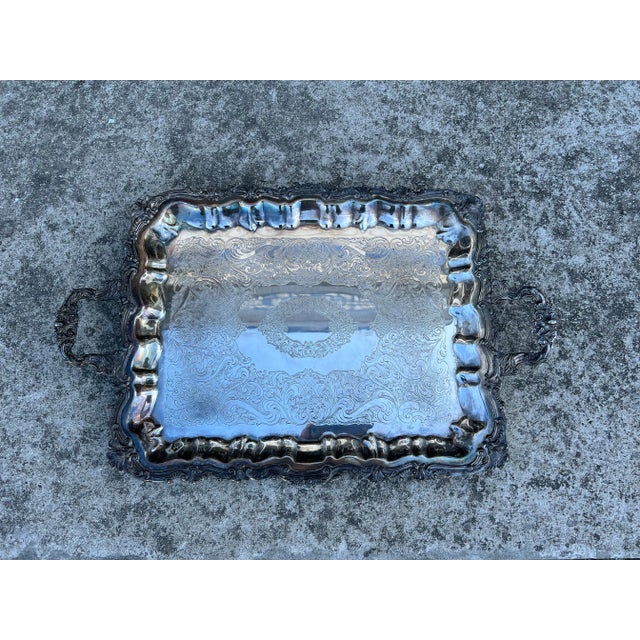 1950s Silverplate Footed Serving Barware Tray For Sale In Nashville - Image 6 of 6