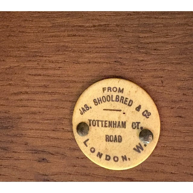 Brown Early 1900's James Shoolbred & Co. Sheraton Revival Inlaid Mahogany Writing Desk on Casters For Sale - Image 8 of 18