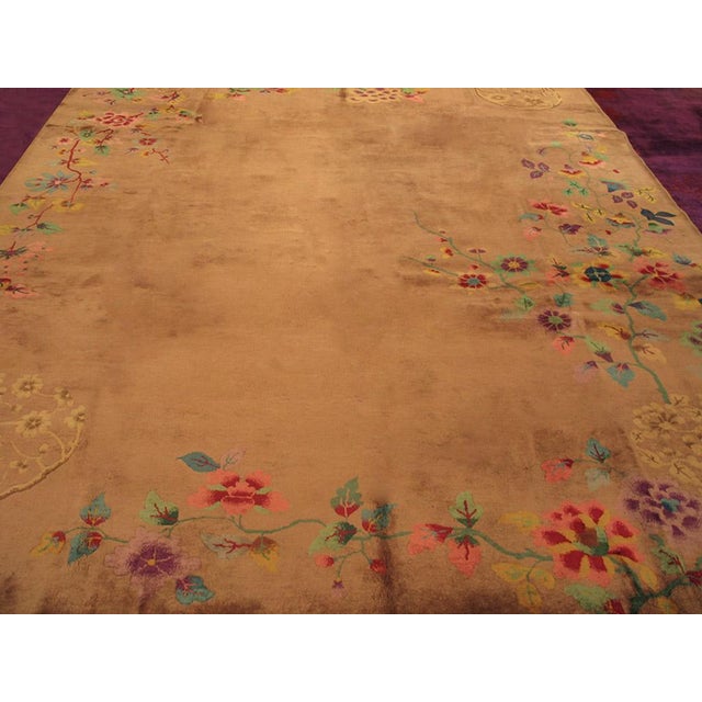 1930s Chinese Art Deco Carpet ( 8'10" x 11'6"- 270 x 350 cm ) Antique Chinese - Art Deco Chinese Coral 1930s Rug, Circa...