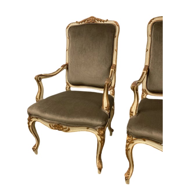 Brown Antique Italian Arm Chairs - A Pair For Sale - Image 8 of 11
