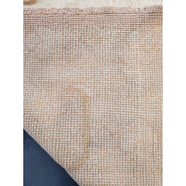 Antique Turkish Angora Oushak Carpet, Handmade Oriental Rug Shrimp, Pink, Ivory For Sale - Image 4 of 18