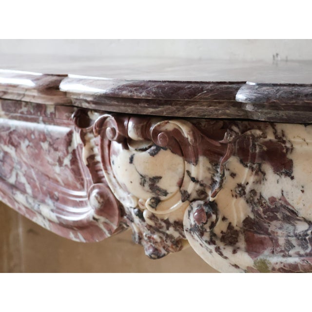 Antique Marble Trois Coquilles Fireplace in Violet de Villette For Sale - Image 13 of 18