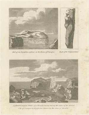 Cooke, Egyptian Sphinx and Colossal Statues of Canopus, 1801, Print