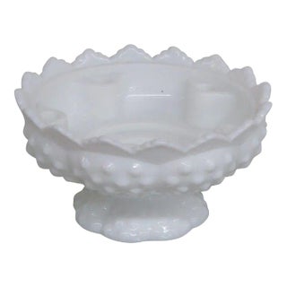 Fenton Hobnail Milk Glass Candle Holder Centerpiece Bowl For Sale