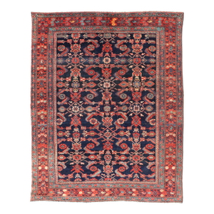 Antique Persian Malayer Rug With Colorful Geometric All-Over Design in Dark Blue 5'1 X 6'8