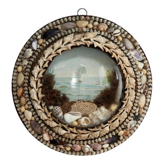 Antique British Colonial Sailors Valentine With Seashells For Sale