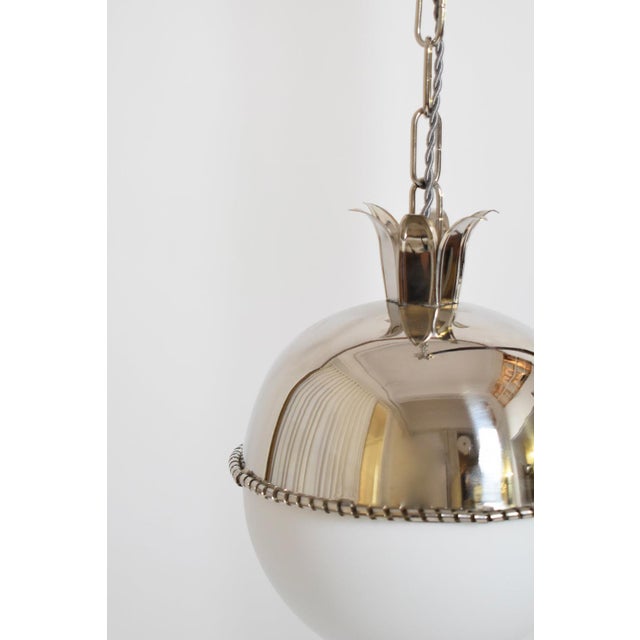 Granada Nickeled Brass and Opaline Pendant Lamp by Barracuda Interiors For Sale - Image 4 of 6