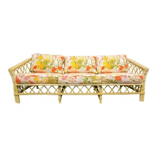 Vintage Ficks Reed Faux Bamboo Chinoiserie Style Sofa For Sale