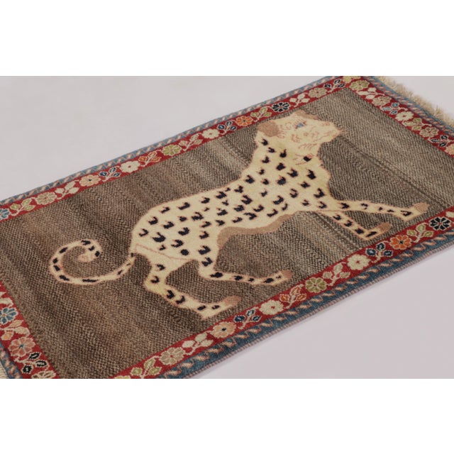 Tribal Vintage Gabbeh Pictorial Wool Runner With Tiger Pictorial by Rug & Kilim, 1950-1959 For Sale - Image 3 of 9
