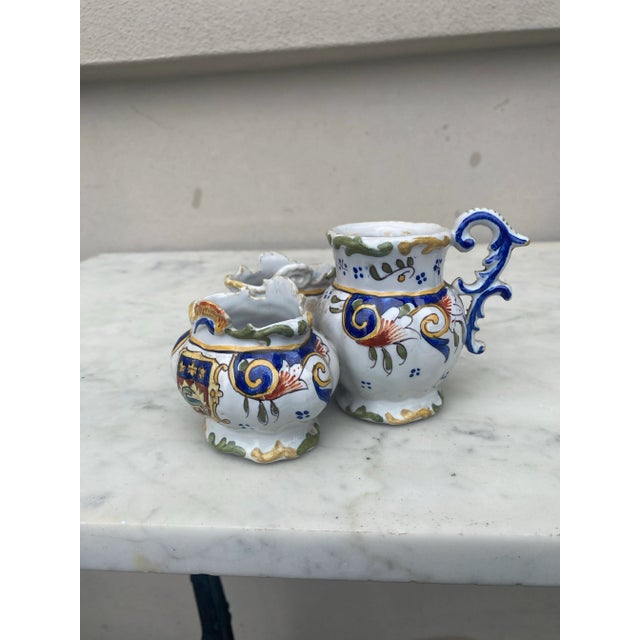 French Faience Salt & Pepper Set Desvres , Circa 1900.