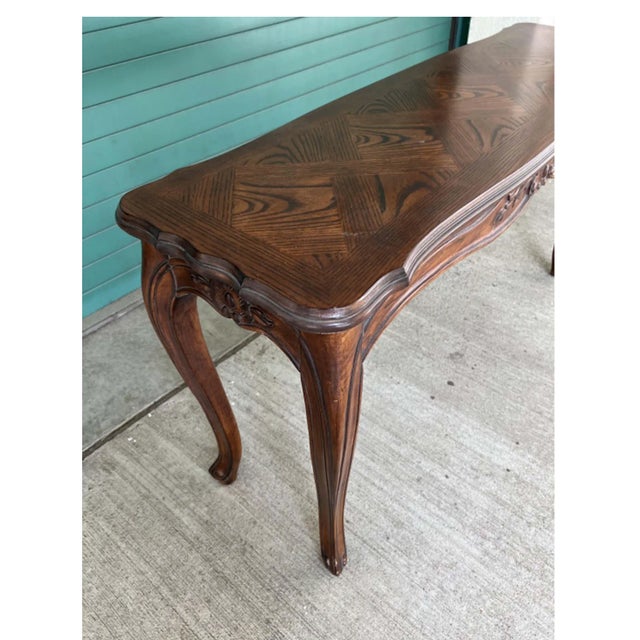 Late 20th Century Late 20th Century French Provincial Style Carved Sofa Console Table For Sale - Image 5 of 7