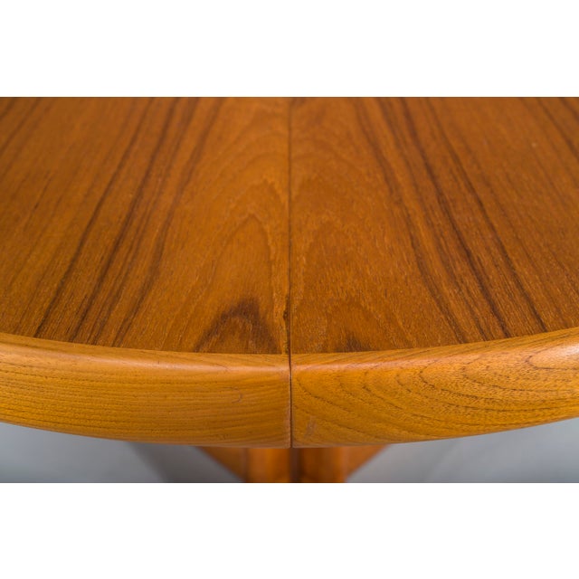Brown Vintage Round Teak Dining Table, 1960s For Sale - Image 8 of 11