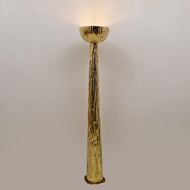 Torchère Style Hammered Brass Floor Lamp, Italy, 2000 For Sale - Image 6 of 9