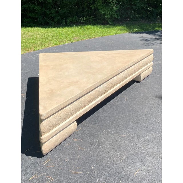 Massive 1980's 9' Postmodern Sculptural Plaster Triangle Coffee Table For Sale In Chicago - Image 6 of 13