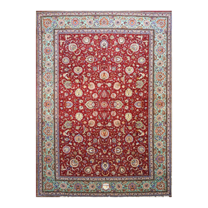 Antique Persian Tabriz Pahlavi 11x16 Red, Teal, & Ivory Handmade Area Rug #9902164
