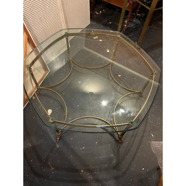 1960s 1960s Vintage Labarge Style Brass & Glass Polygon Coffee Table For Sale - Image 5 of 11
