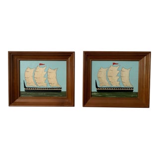 Framed Contemporary Impressionist Style Seascape Paintings on Canvas, Pair For Sale