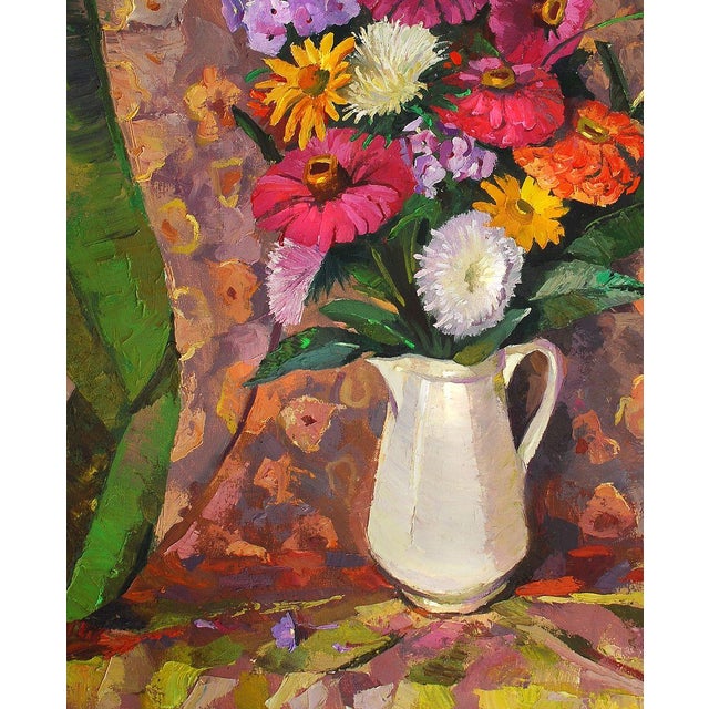 2000 - 2009 Oil Painting Still Life With a White Vase Egor Ktpatunov For Sale - Image 5 of 6