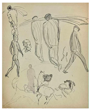 Norbert Meyre, The Sketches of Figures, Original Drawing, Mid-20th Century