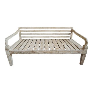 Simple Coastal White Wash Teak Twin Daybed For Sale