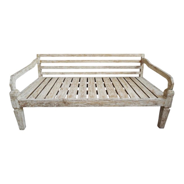 Simple White Wash Teak Twin Daybed For Sale