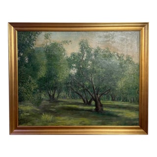 Gordon Coutts, Early 20th Century Wooded Meadow Landscape Painting, Framed For Sale