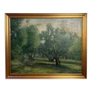 Gordon Coutts, Early 20th Century Wooded Meadow Landscape Painting, Framed