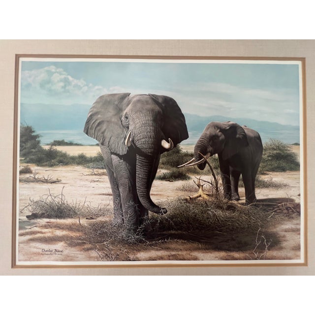 1970s 1970s Signed Limited Edition “Elephants at Kilimanjaro” by Artist Charles Francé Framed For Sale - Image 5 of 9