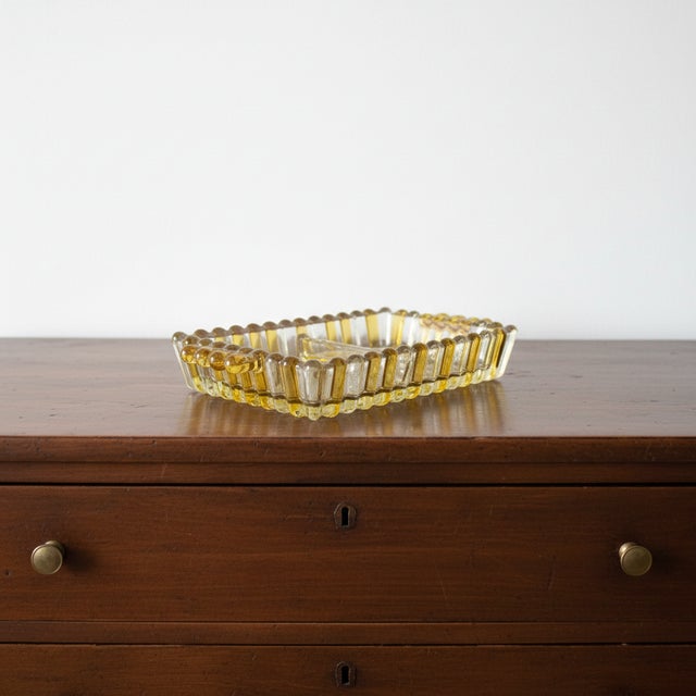 Vintage Bolero Crystal Plate in Yellow and Clear Glass by Walther Glass, 1970s For Sale - Image 4 of 5