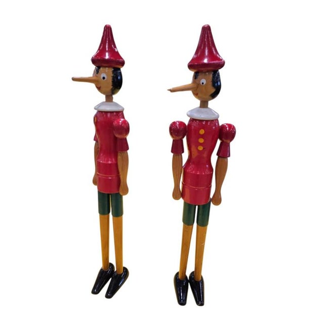 Wooden Pinocchio Dolls by Gio Galetti, Italy, 1970s, Set of 2 For Sale - Image 4 of 6
