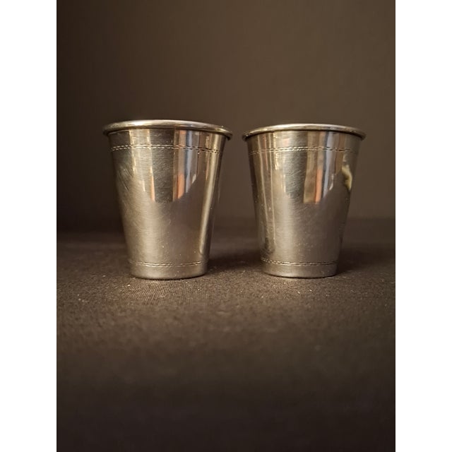 Mid-Century Modern Vintage Polish .800 Silver Miniature Kiddush Cups Travel Shot Cups Judaica - Pair For Sale - Image 3 of 15