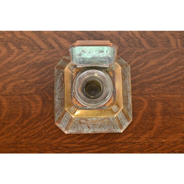 Bronze Tiffany Studios New York Chinese Pattern Large Bronze Inkwell, Circa 1910 For Sale - Image 8 of 12