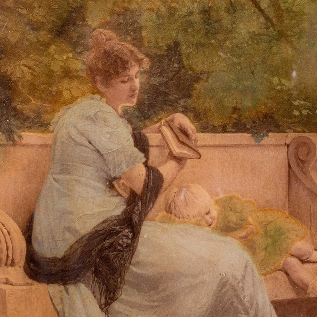 Wood 1900's Antique Convex Glass Print For Sale - Image 7 of 9