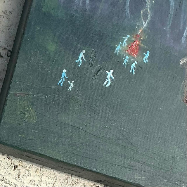 Vintage Boho Original Landscape Oil Painting on Canvas For Sale - Image 4 of 5