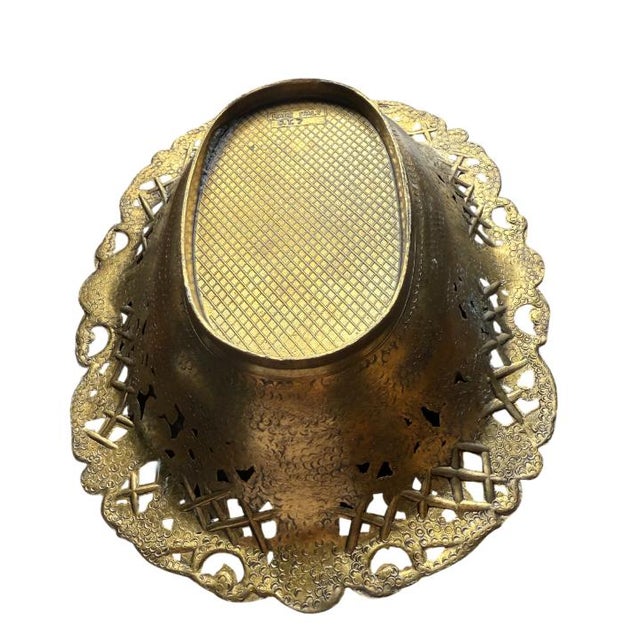 Victorian Ornate Italian Vintage Cast-Brass Bowl For Sale - Image 3 of 3