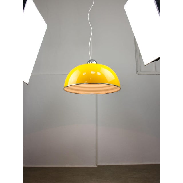 Plastic Large Space Age Yellow Pendant from Guzzini, 1970s For Sale - Image 7 of 17