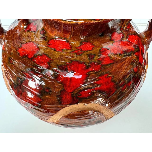 Mid 20th Century Vintage Studio Pottery Amphora Vase, Red Lava Glaze, Signed Sl For Sale - Image 5 of 13