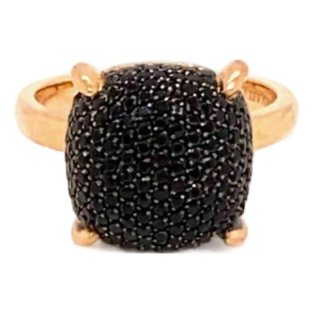 Tiffany & Co. Picasso Black Spinel Sugar Stacks 18k Rose Gold Ring - Size 5 For Sale