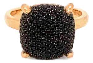 Tiffany & Co. Picasso Black Spinel Sugar Stacks 18k Rose Gold Ring - Size 5