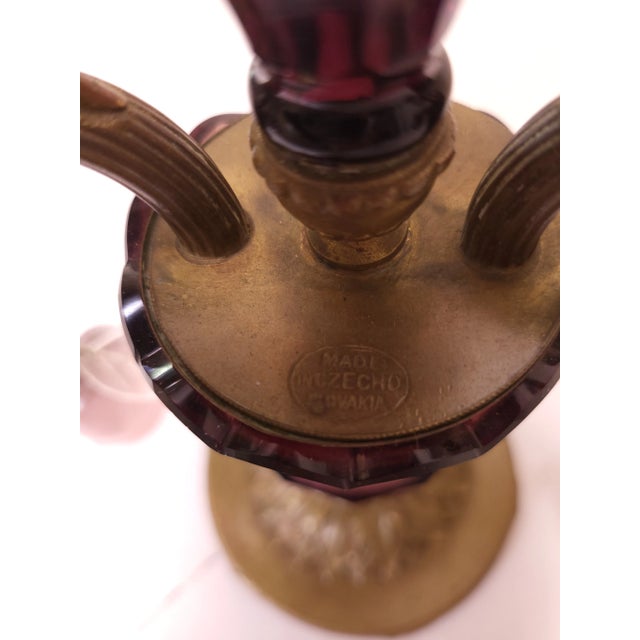 Czechoslovakia Single 2 Arm 1920s Czech Glass Lamp With Shades For Sale - Image 4 of 11