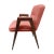 Modern mid century style dining chair. The chair frame is walnut and upholstered in a coral chenille. The chair has a fun...