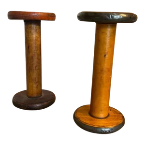 Pair of Vintage Wooden Spools