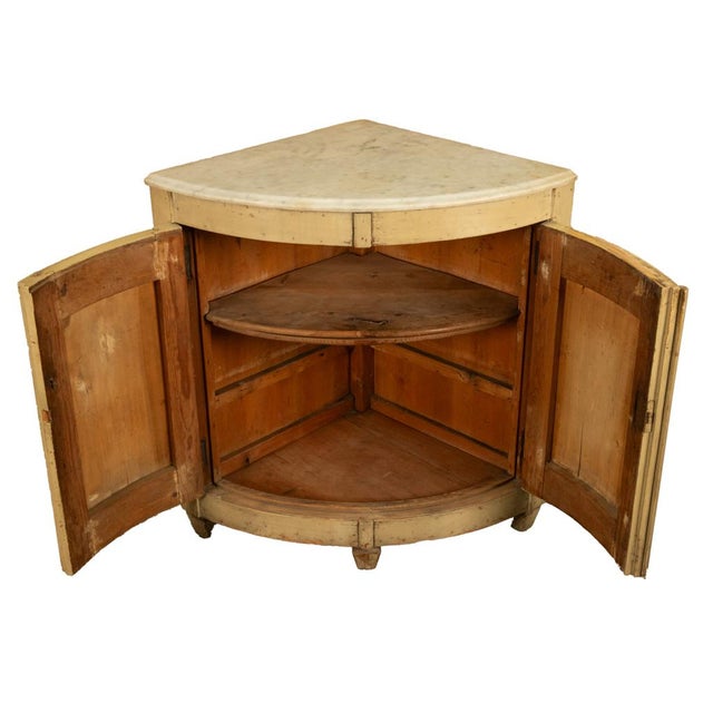 Antique 18thC Swedish Painted Gustavian Marble Top Corner Cupboard Cabinet 1780 For Sale - Image 4 of 14