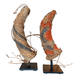 Woven Papua New Guinea Koteka on Custom Stands- A Pair