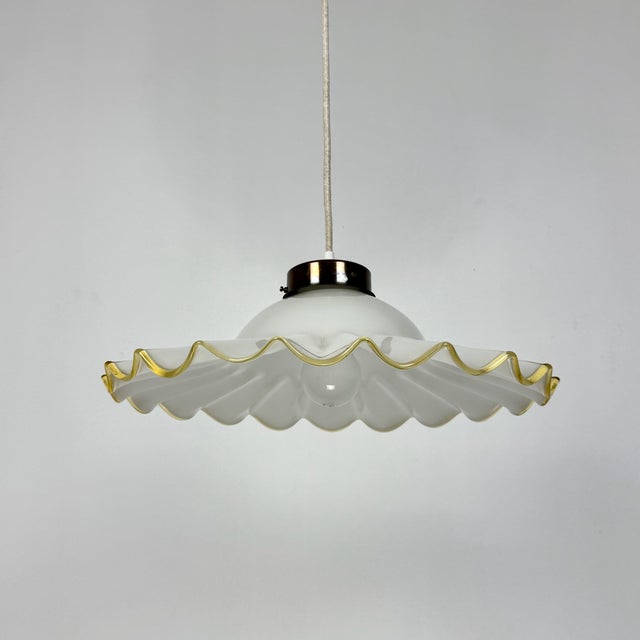 Rustic Murano Fazzoletto Glass Pendant Lamp, 1980s For Sale - Image 3 of 8